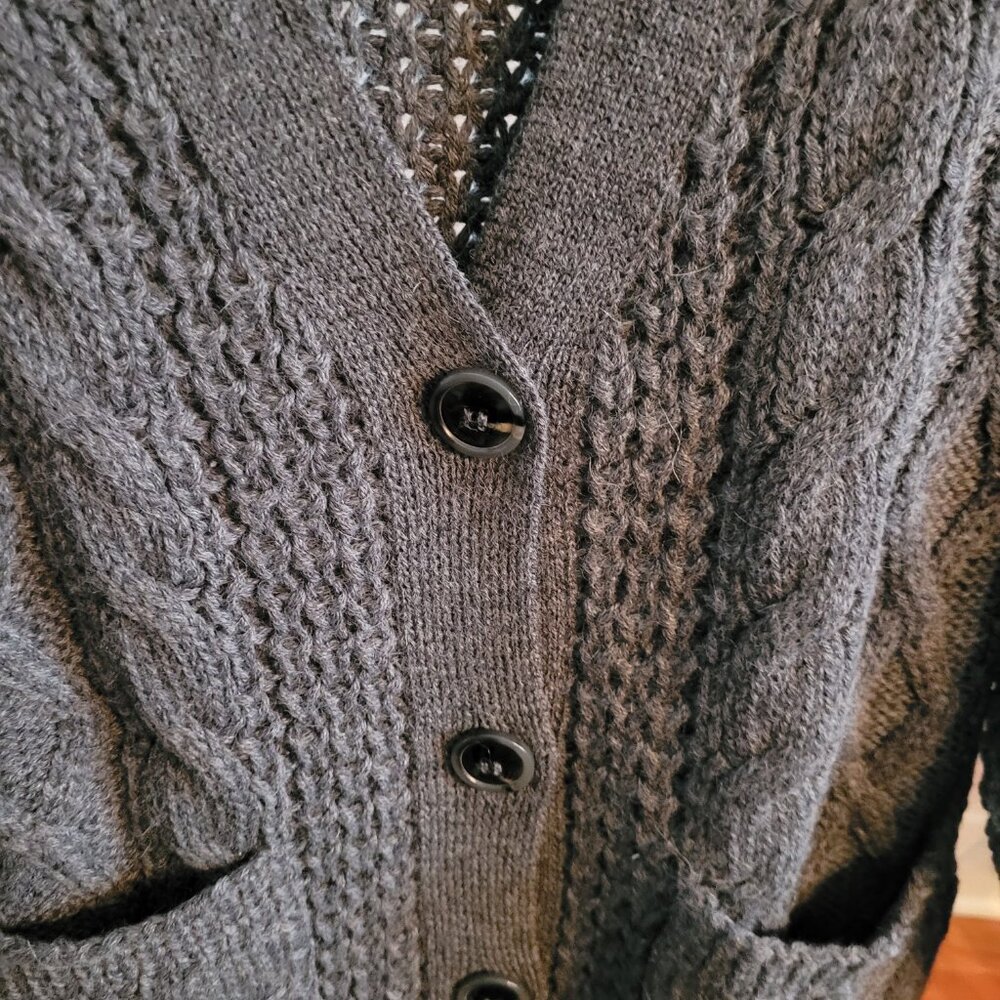 Emerson Fry Cozy Cable Cardigan - Alpaca - Charcoal - Picture 13 of 15